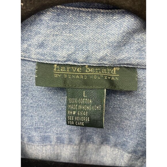 Harve Bernard Women's Blue Denim Button Up Shirt Size Large - Picture 4 of 16